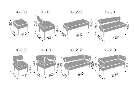 офісний диван Квадро 2.0 банкет (ТМ Style Group), 1 категорія, Нерозкладний, ППУ, Метал, 3-х місцевий (150-190см), Ширина 150-200см, без підлокітників